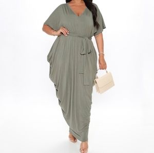 On Sale!! Fashion Nova Maxi Dress. Sage. 3X.